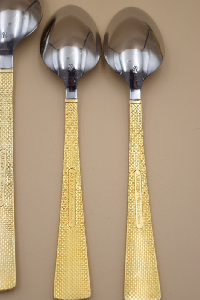 Argent Orfevres 14pc Flatware Gold Tone Dotted