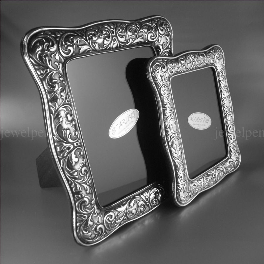High-Quality Victorian Photo Frame Solid 925 Sterling Silver Mahogany(V2)