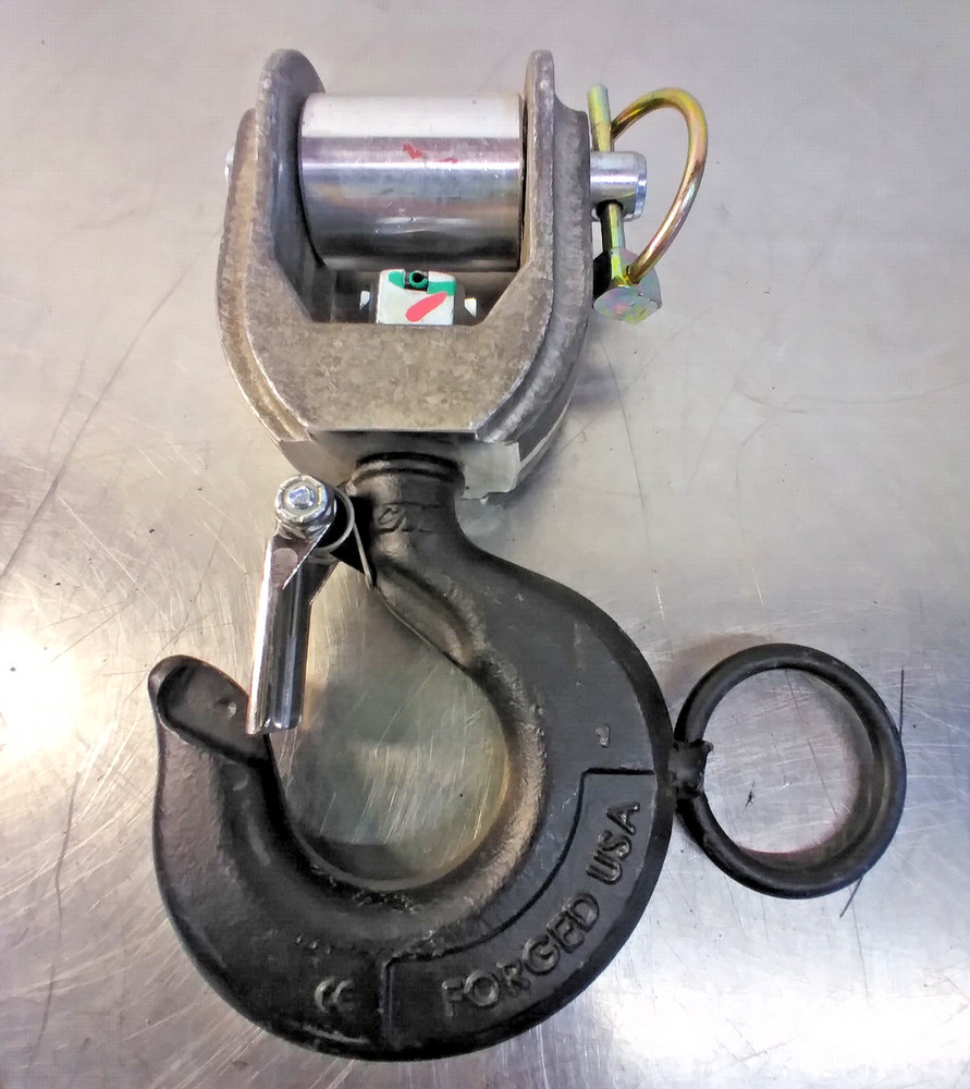 Columbus McKinnon ~ Bottom Block, Hook & Latch Assembly w/ Hot Stick Hook