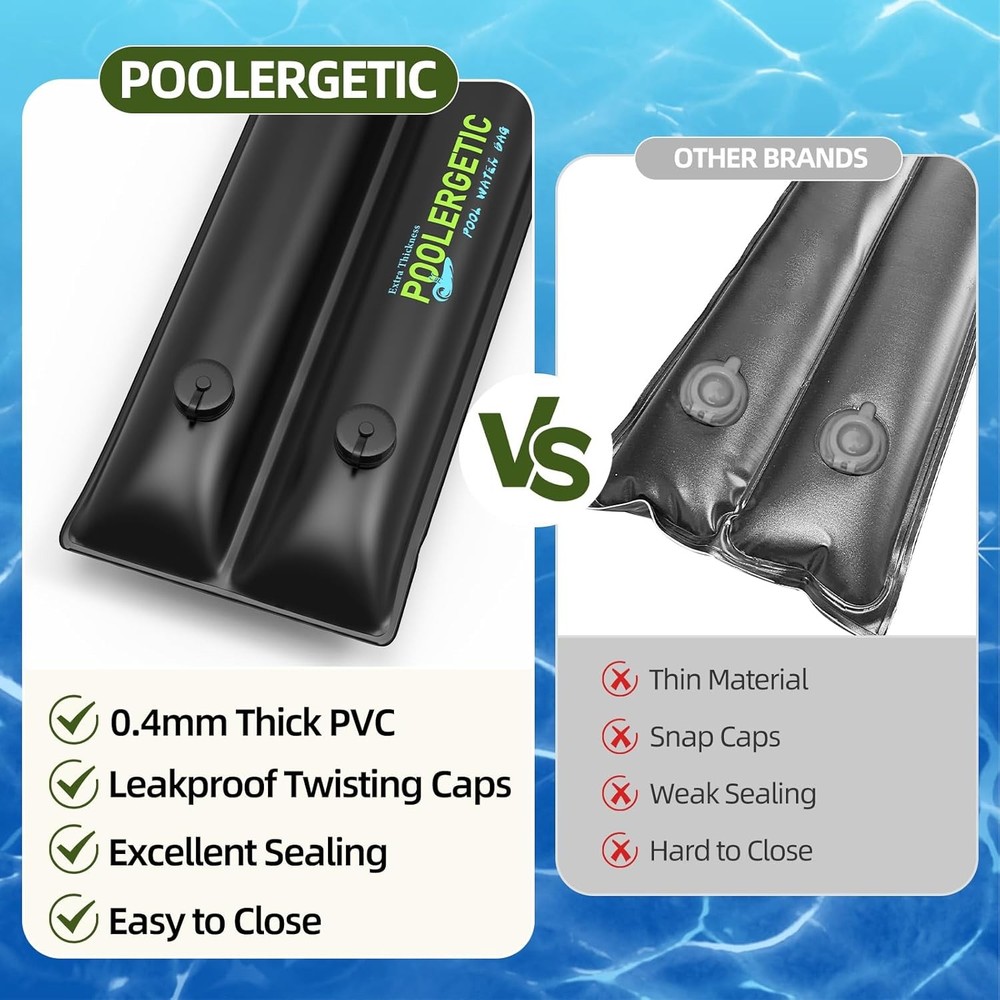 8FT Double Chamber Pool Water Bags, Heavy Duty 8 feet x Width, Black