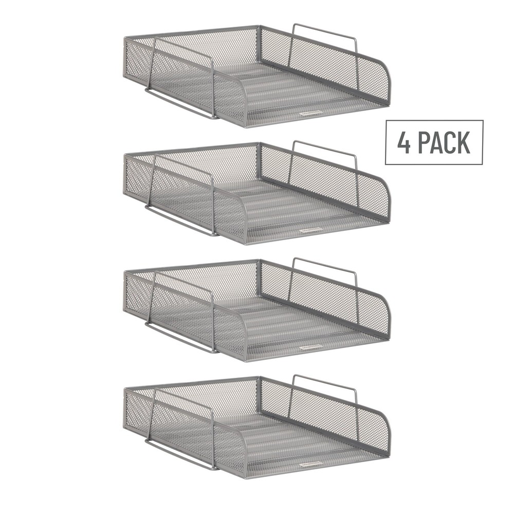 Stackable Tray, Desktop Organizer, File Storage, Office, Metal Mesh, 10.5" L ...