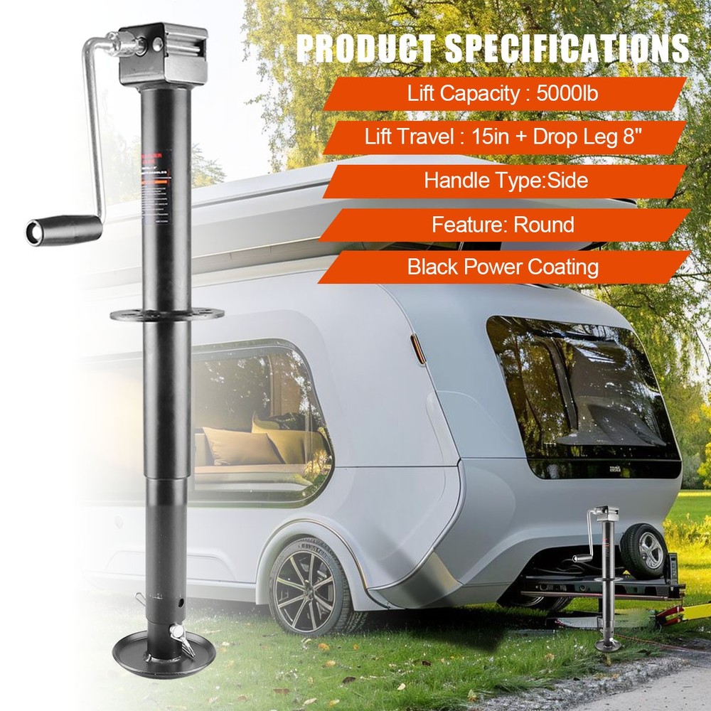 5000lb Capacity A-Frame Trailer Jack 23" Lift Drill Powered Height Adjustable