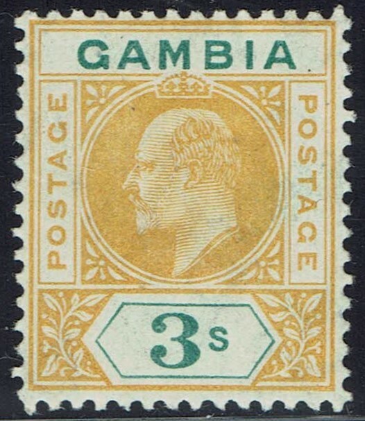 GAMBIA 1909 KEVII 3/-