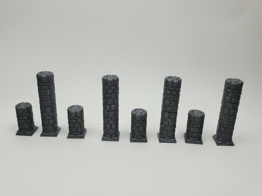 Openforge Dungeon Stone Pillars Round Tiles 3D Printed