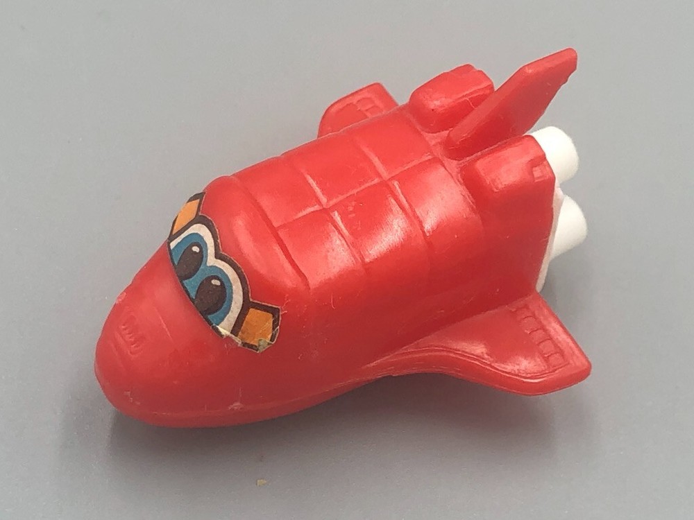1990s Red ROCKET SPACE SHIP Toy CANDY CONTAINER Vintage