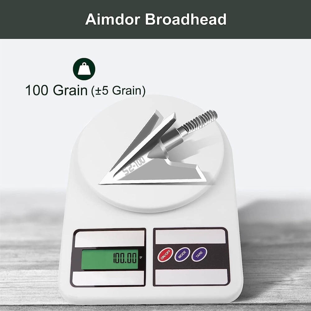 Bgary Archery Broadheads 100 Grain 6 Pack Solid 3 Blades Fixed S2-Silver 6Pcs