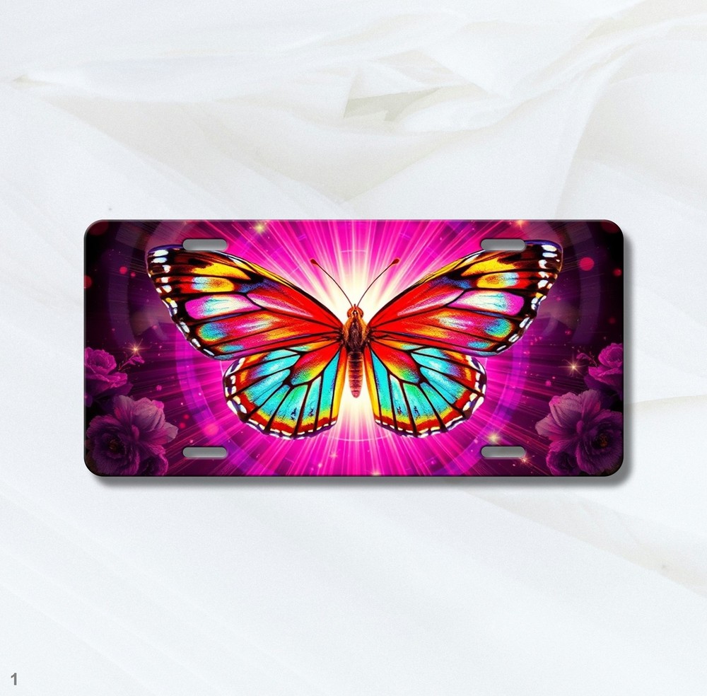 Fantasy Butterfly License Plate Auto Tag Custom Text Available Butterfly & Flowe