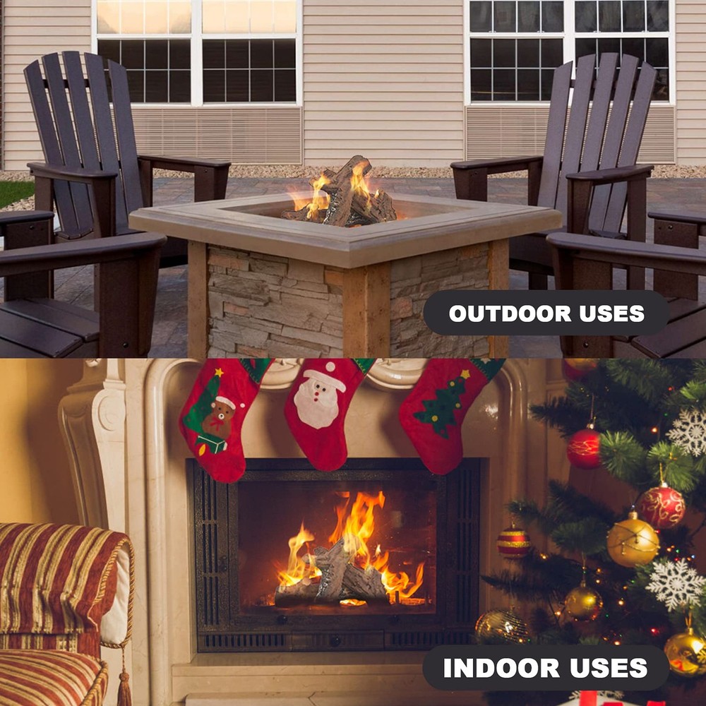 4pcs Fireplace Ceramic Wood Logs Gas Realistic Artificial Stackable Decoratio...