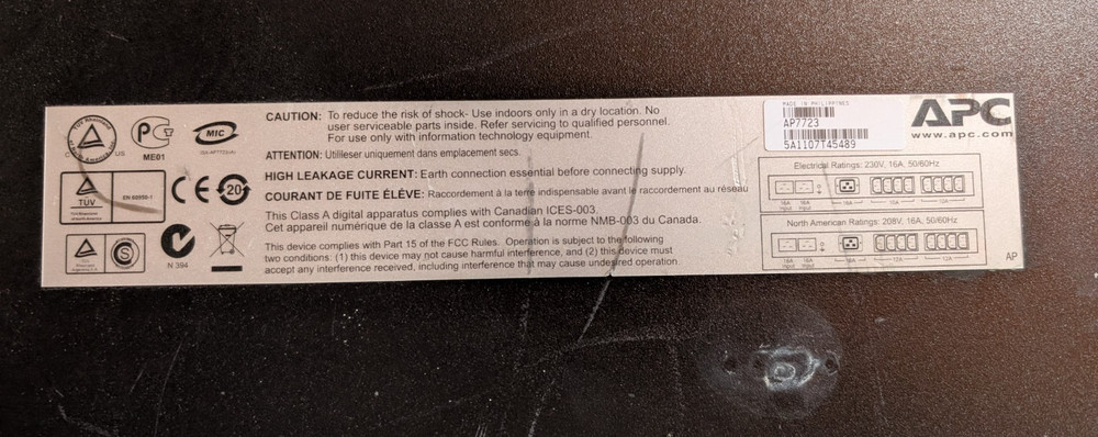 APC AP7723 230V 16A Automatic Transfer Switch