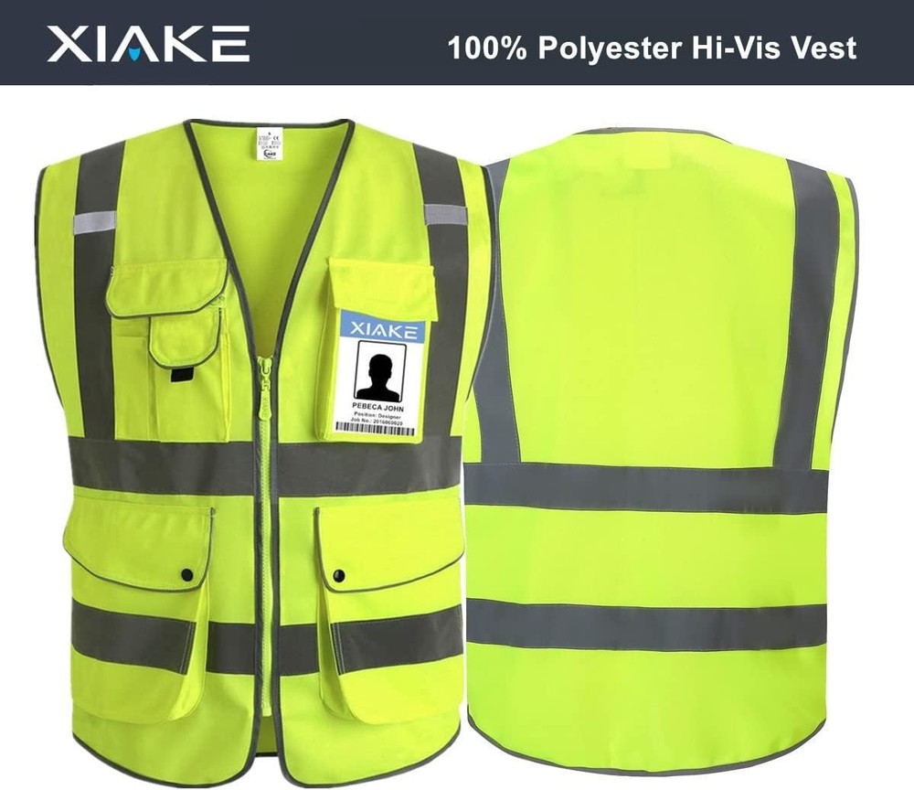 High Visibility Class 2 Safety Vest - 9 Multi-Function Pockets for Professionals