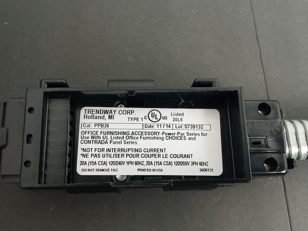 Trendway PPB36 Power Pac Block/Connector for Cubicles