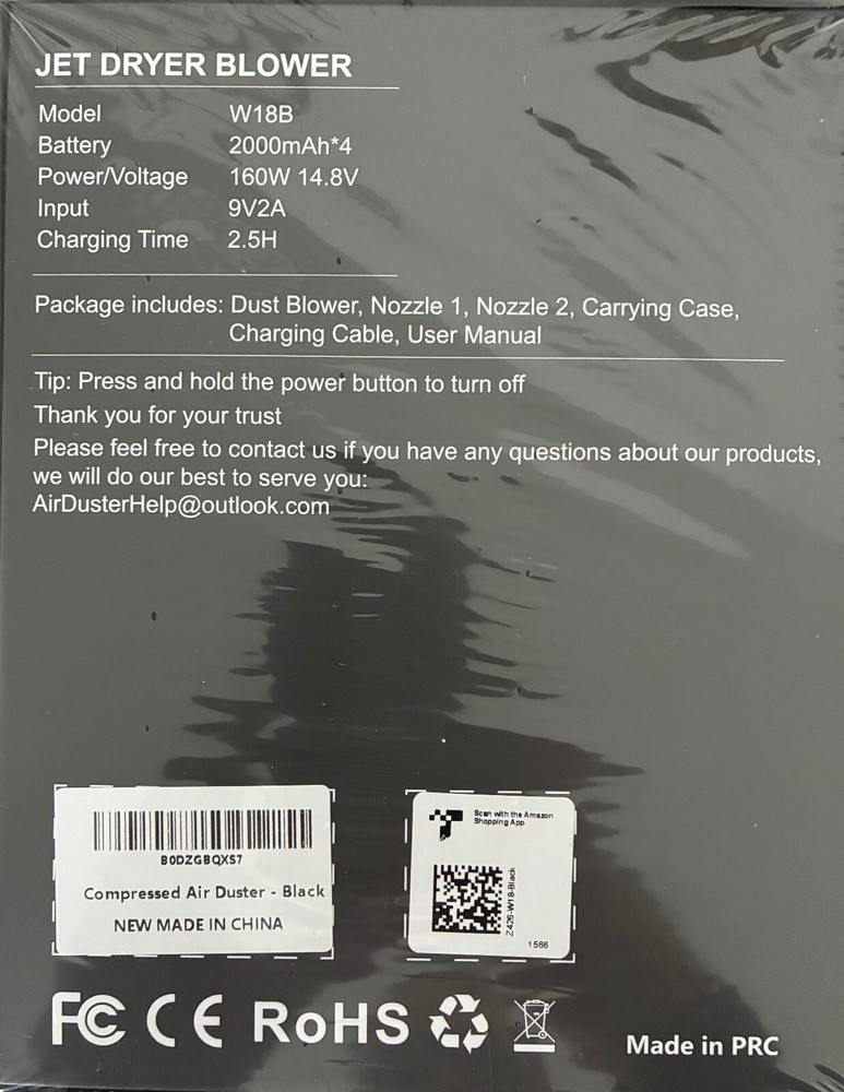 Portable Compressed Air Duster Jet Dryer Blower