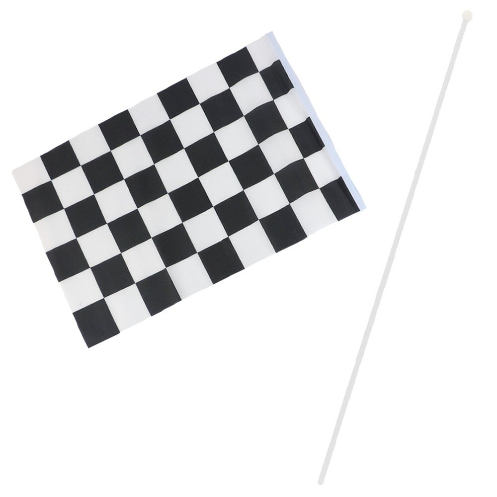 Two (2) Checkered Black & White Cloth Racing Flags