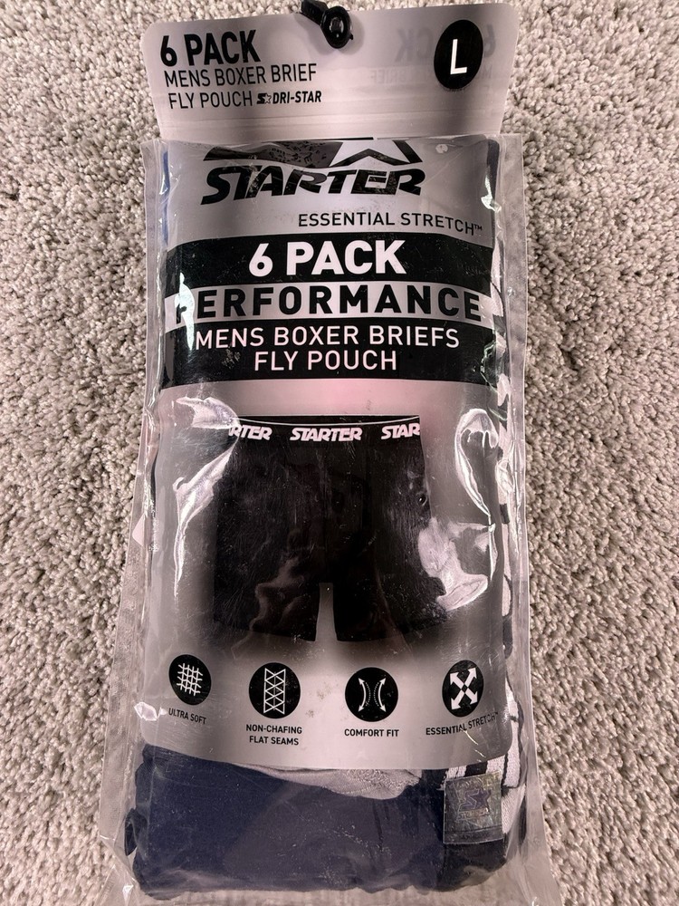 NWT Starter 6 Pack Mens Boxer Brief Size Large Multicolored