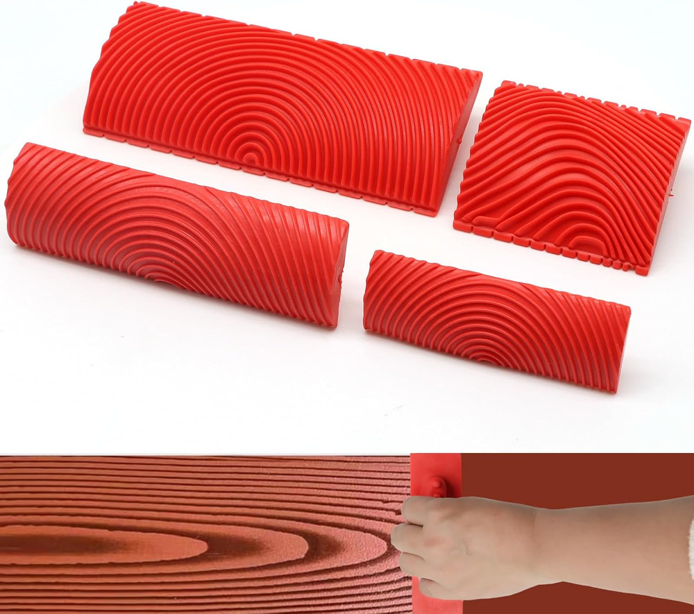 4-Piece Wood Graining Tool Set for Wall Decoration