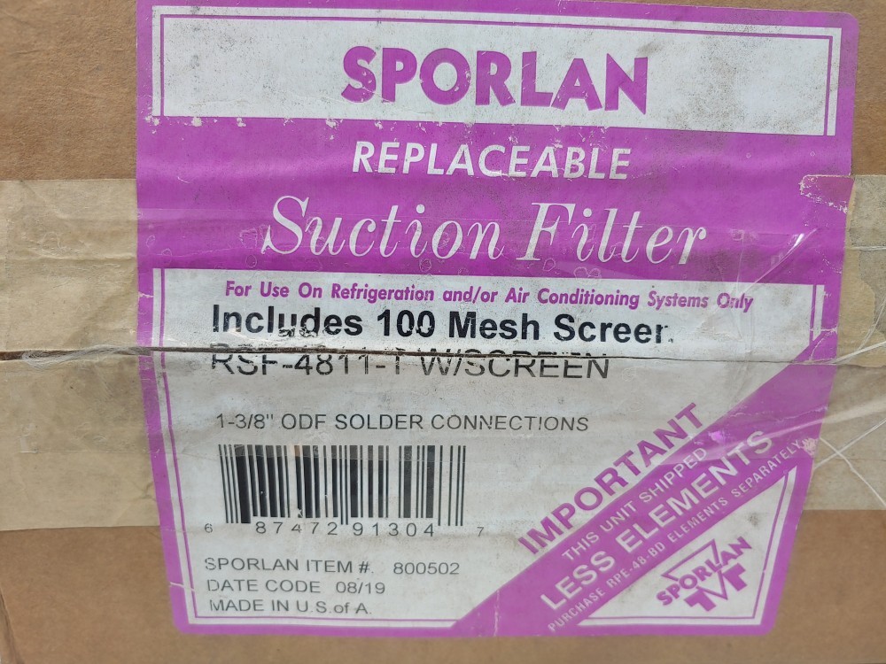 Sporlan Replaceable Suction Filter RSF-4811-T w/ Screen ( Sporlan #: 800502 )