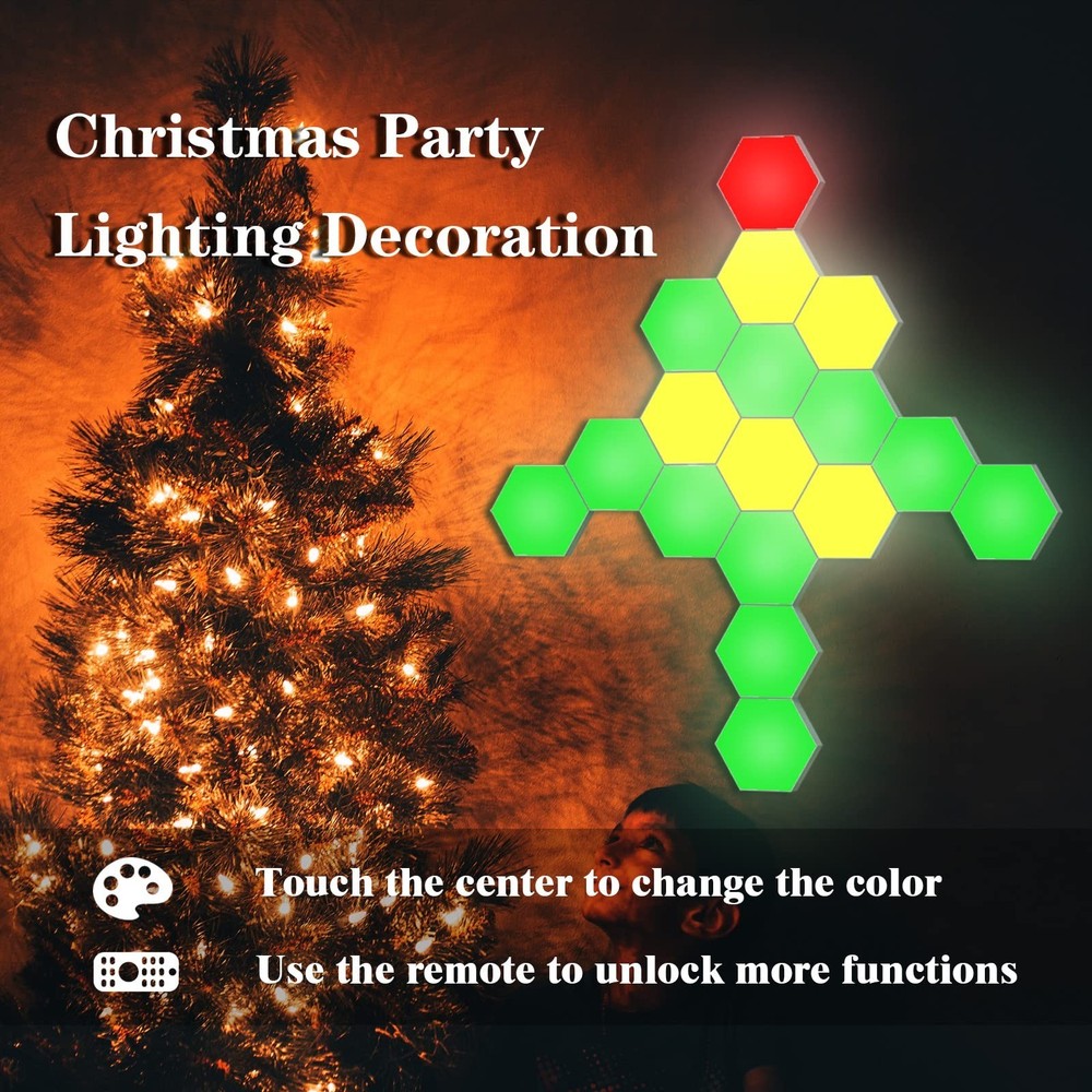 Hexagonal Wall Light Modular Touch Sensitive Lights Creative Geometry Assembl...