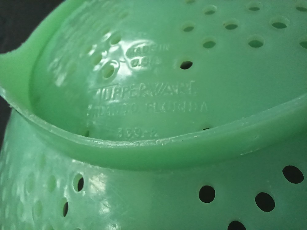 Tupperware 339 Drainer Colander Vintage Kitchen Strainer Jadeite Green Plastic