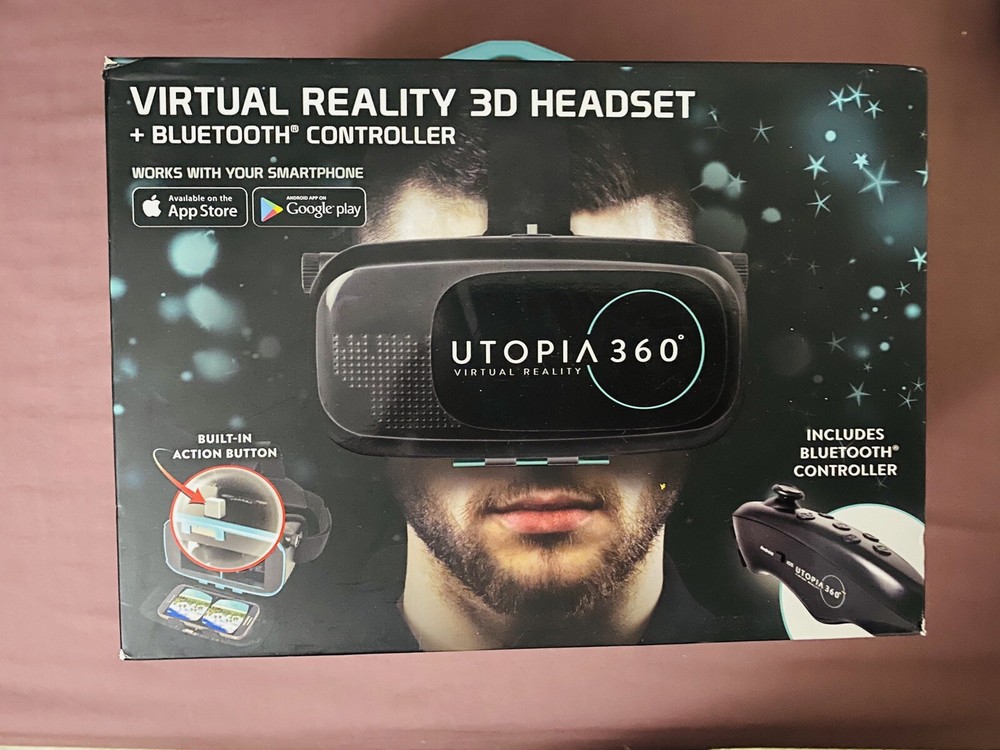 Utopia 360° Virtual Reality 3D Headset with Bluetooth Controller smartphone