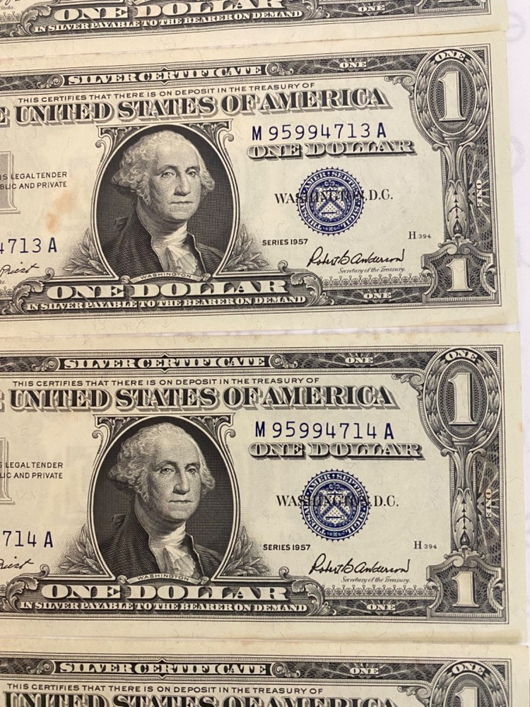 1957 A (6) consecutive numbered certificate notes