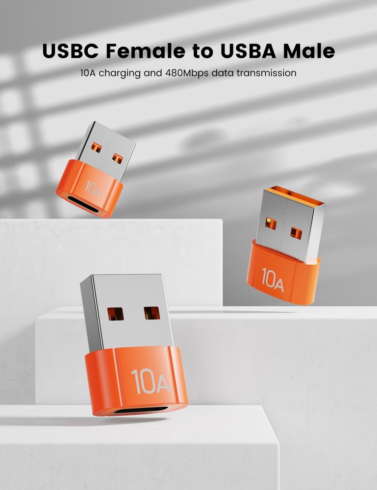 10Pack 200W USB C to Adapter, with Fast Charging & 480MB 10pack, Orange
