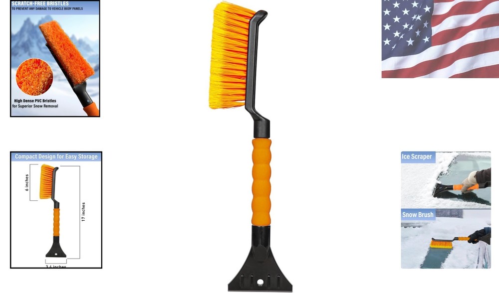 Efficient 17" Snow Brush and Ice Scraper - Designed for Optimal Winter Drive