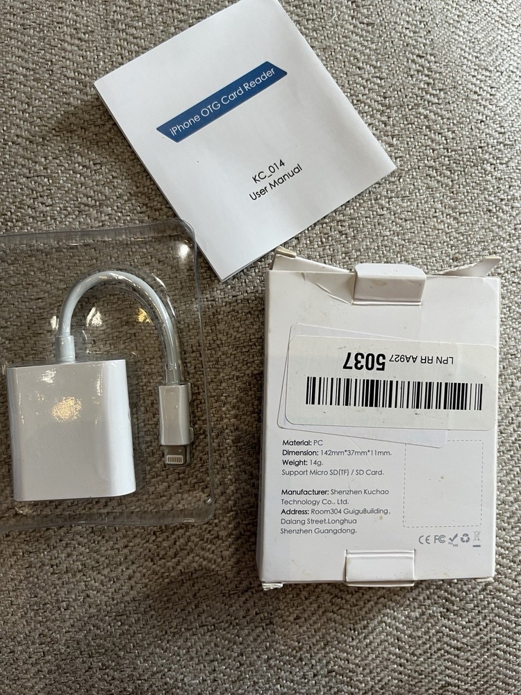 iPhone Lightning Card Reader KC_014 MicroSD SD Adapter for Apple