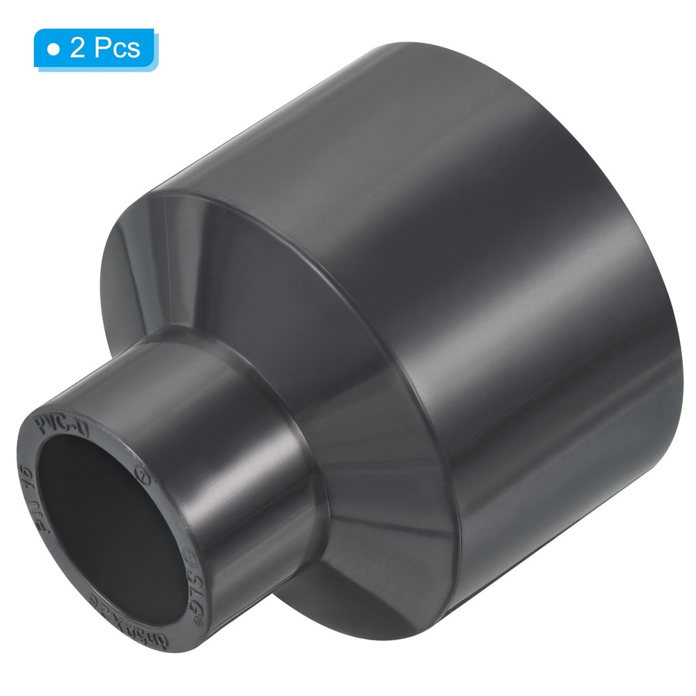 2pcs PVC Reducer Pipe Fitting 2x1" Socket Coupling Adapter Connector, Grey
