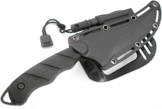 9" Fixed Blade Full Tang Tactical Knife with Sharpener + ABS Sheath