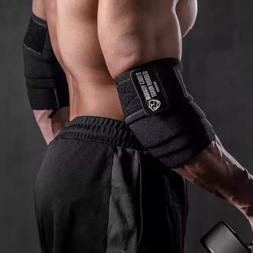 Elastic Elbow Wraps for Weightlifting & Powerlifting - Compression Support Strap