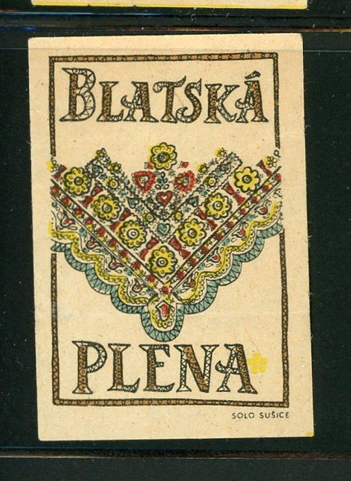 Czech Match Box Label Blatska Plena