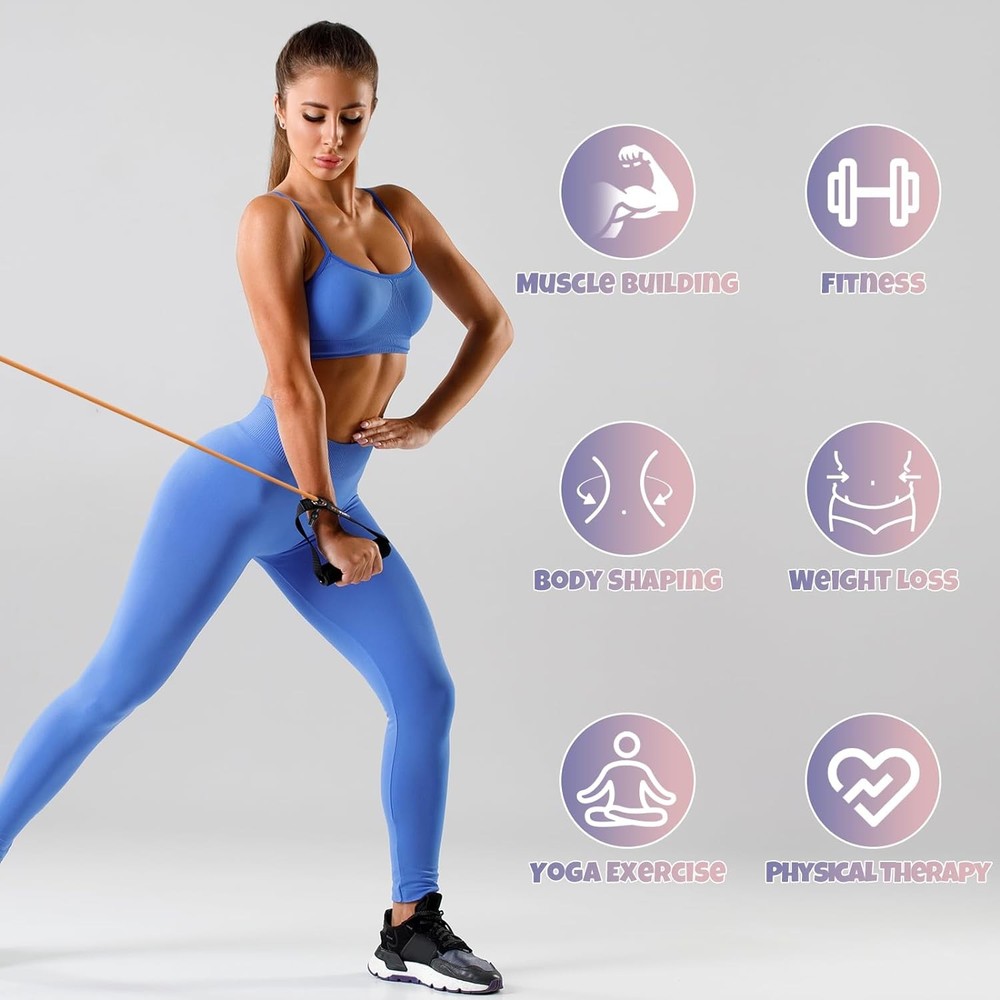 Single Resistance Exercise Band with Comfortable Handles - Ideal for Physical...
