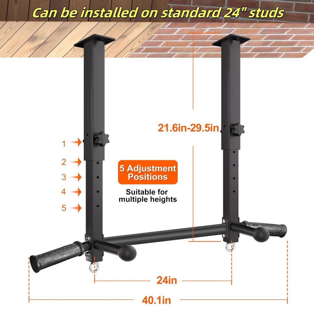 Upgraded-24" Ceiling Mount Pull Up Bar for Garage/Basement/Rafter - Heavy Dut...