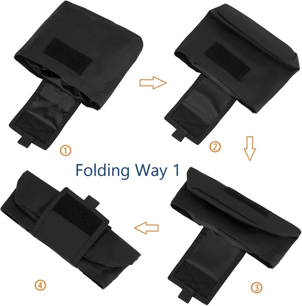 Folding Dump Pouch for Duty/Battle/Range Belt Roll Up MOLLE Vertical Black