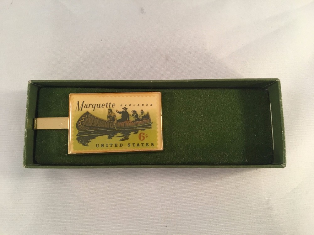 Brass Clip "Marquette Explorer" 6 Cent U.S. Postage Stamp