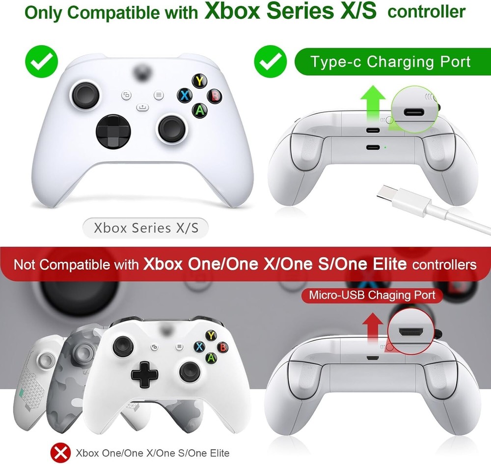 Efficient 1400 mAh Rechargeable Battery Pack for Xbox Series S/X Controllers