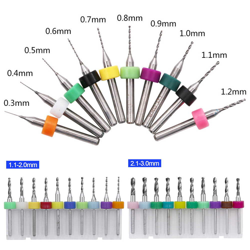 10 Piece PCB Carbide Micro Twist Drill Bits Set Rotary Tool - 0.1mm-1.0mm❥