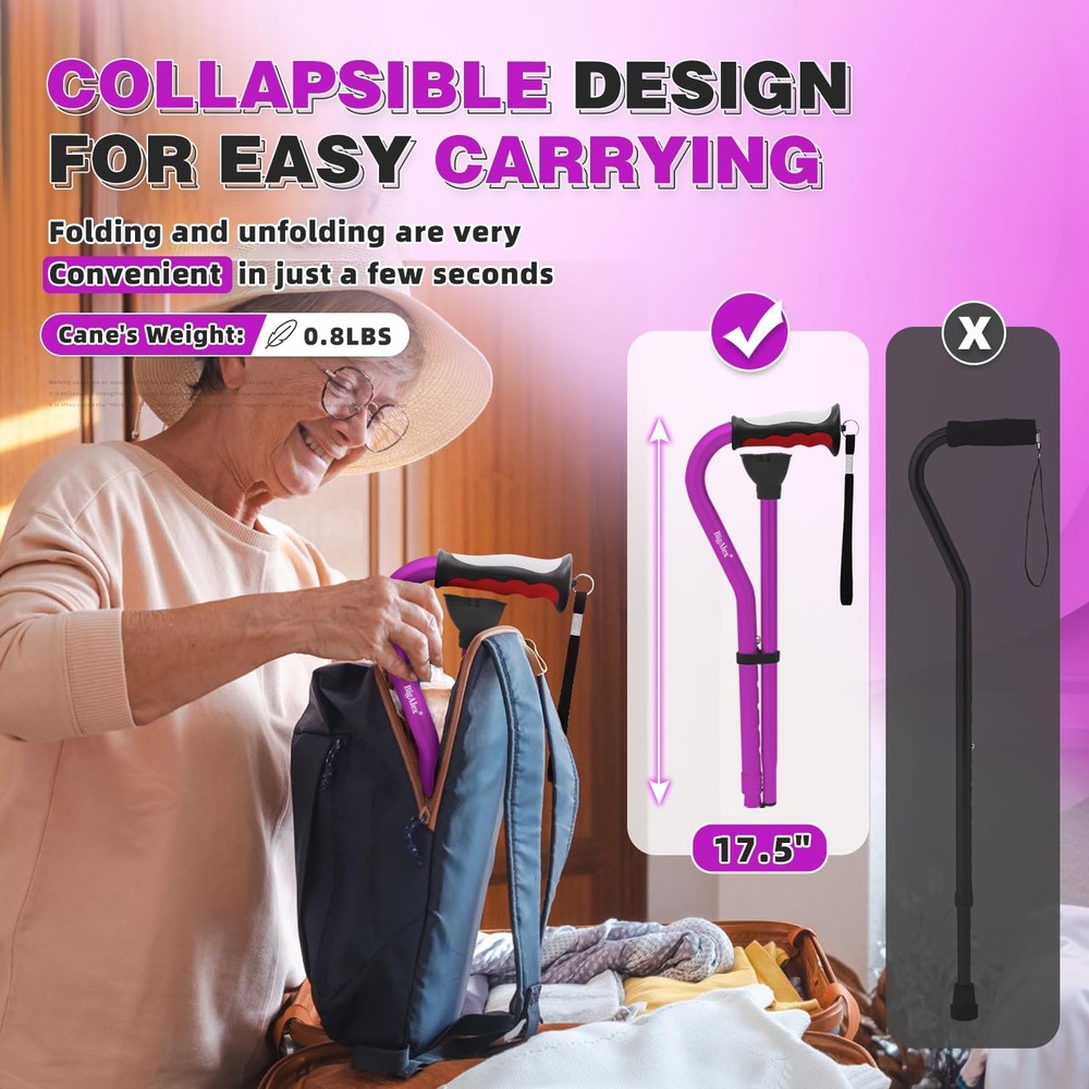 BigAlex Lightweight Walking Cane, Soft Offset Handle for Seniors, Adjustable ...
