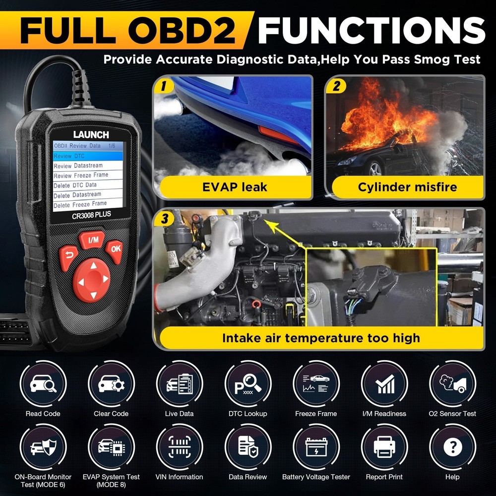 LAUNCH OBD2 Code Reader Automotive Diagnostic Scan Tool Full OBDII Check