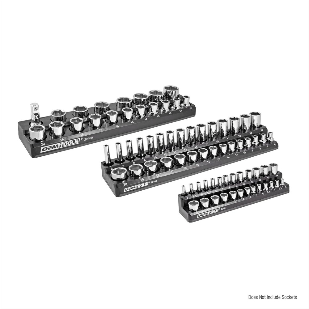 3 Piece Magnetic Socket Organizer Set for Toolboxes and Garage Storage
