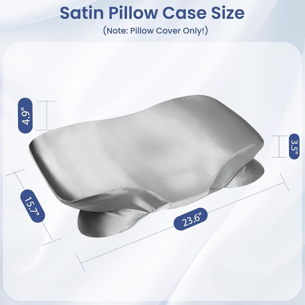 Satin Pillowcase for Cervical Pillow, Ergonomic Case, Smooth & Soft Sleeping