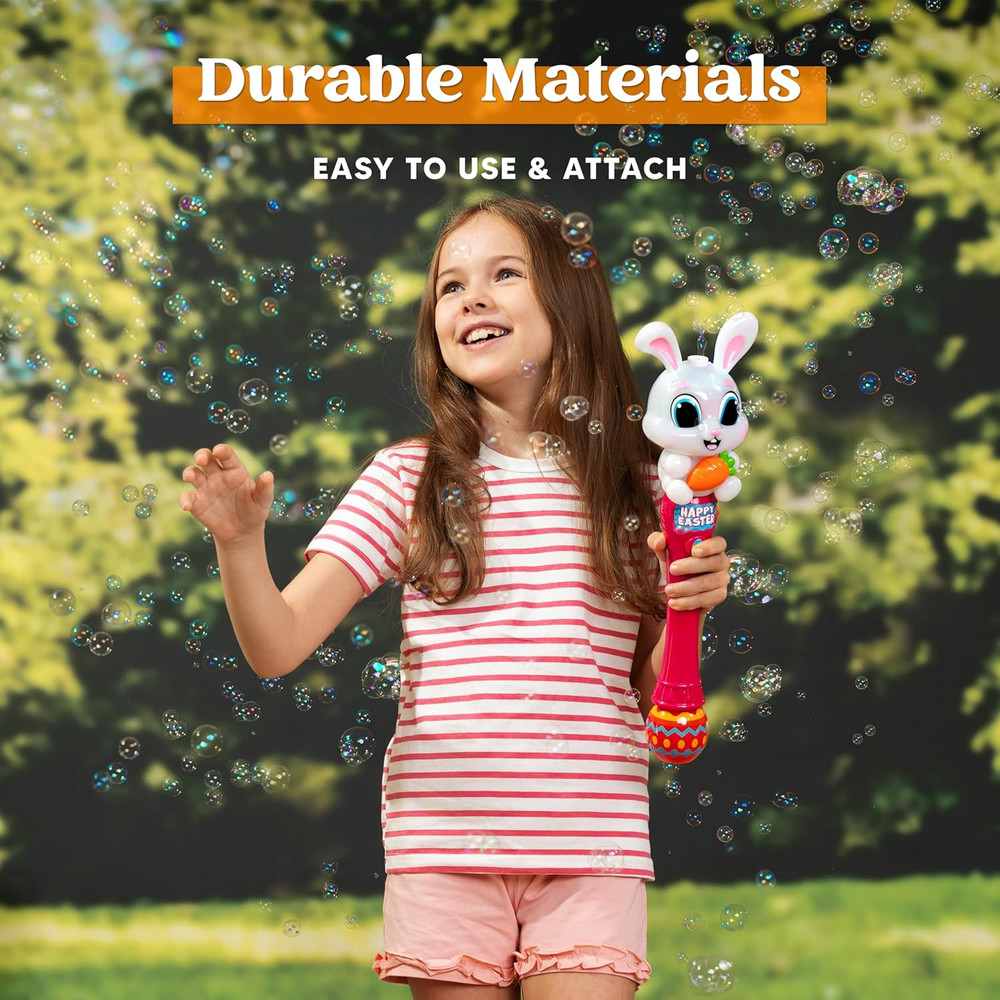 Sloosh Easter Bunny Bubble Wand for Kids Ages3+, Light Up Automatic Bubble Maker