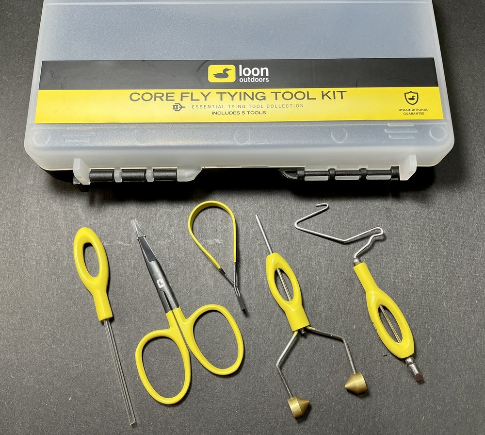 Loon Core Fly Tying Tool Kit (yellow) Includes 5 tools in a sturdy travel case.