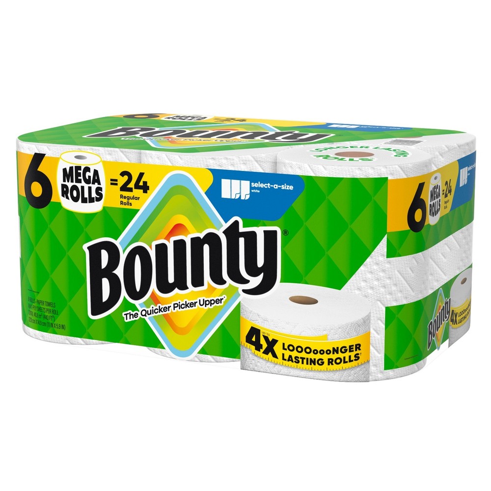 Paper Towels Select-A-Size White, 6 Mega Rolls, 164 Sheets Per Roll