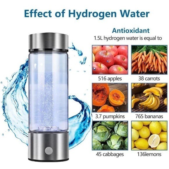 Portable Hydrogen Water Generator Bottle, 420ml, High-Concentration, Rapid Elect