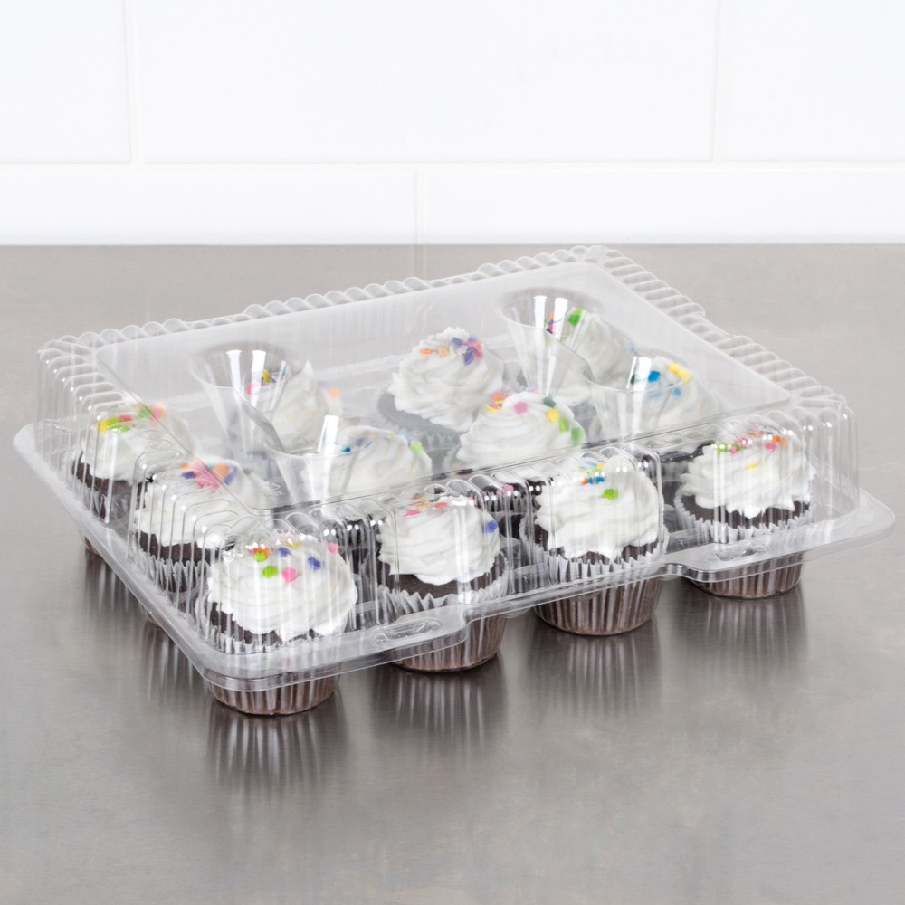 12 Compartment 100 Case Hinged Dome Clear Plastic Cupcake Container +Rebate