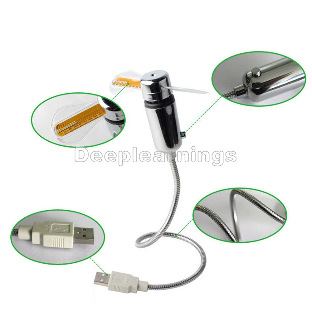 LED Fan Mini USB Clock Fan Powered Cooling Flashing Real Time Display Function