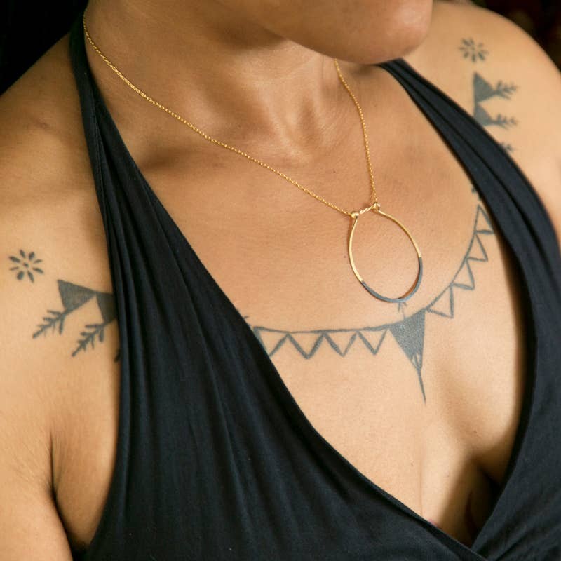 Patina Dipped Circle Necklace
