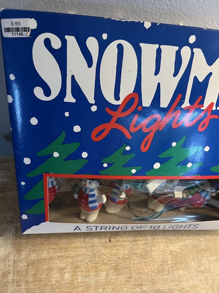 Vintage Snowman Lights 10 String Winter Holiday