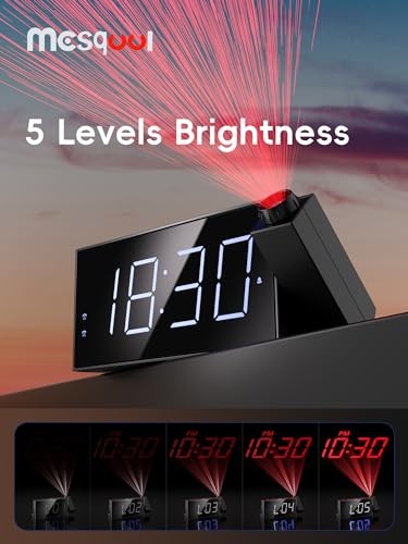 Digital Projector Alarm Clocks with Projection White Digits; Red Projection